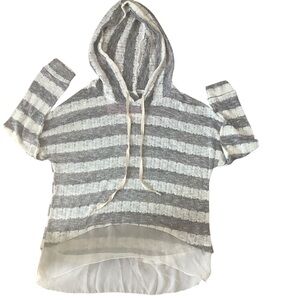 NWT Paper Crane Anthropologie Striped Hooded Long Sleeve Sweater Size Medium